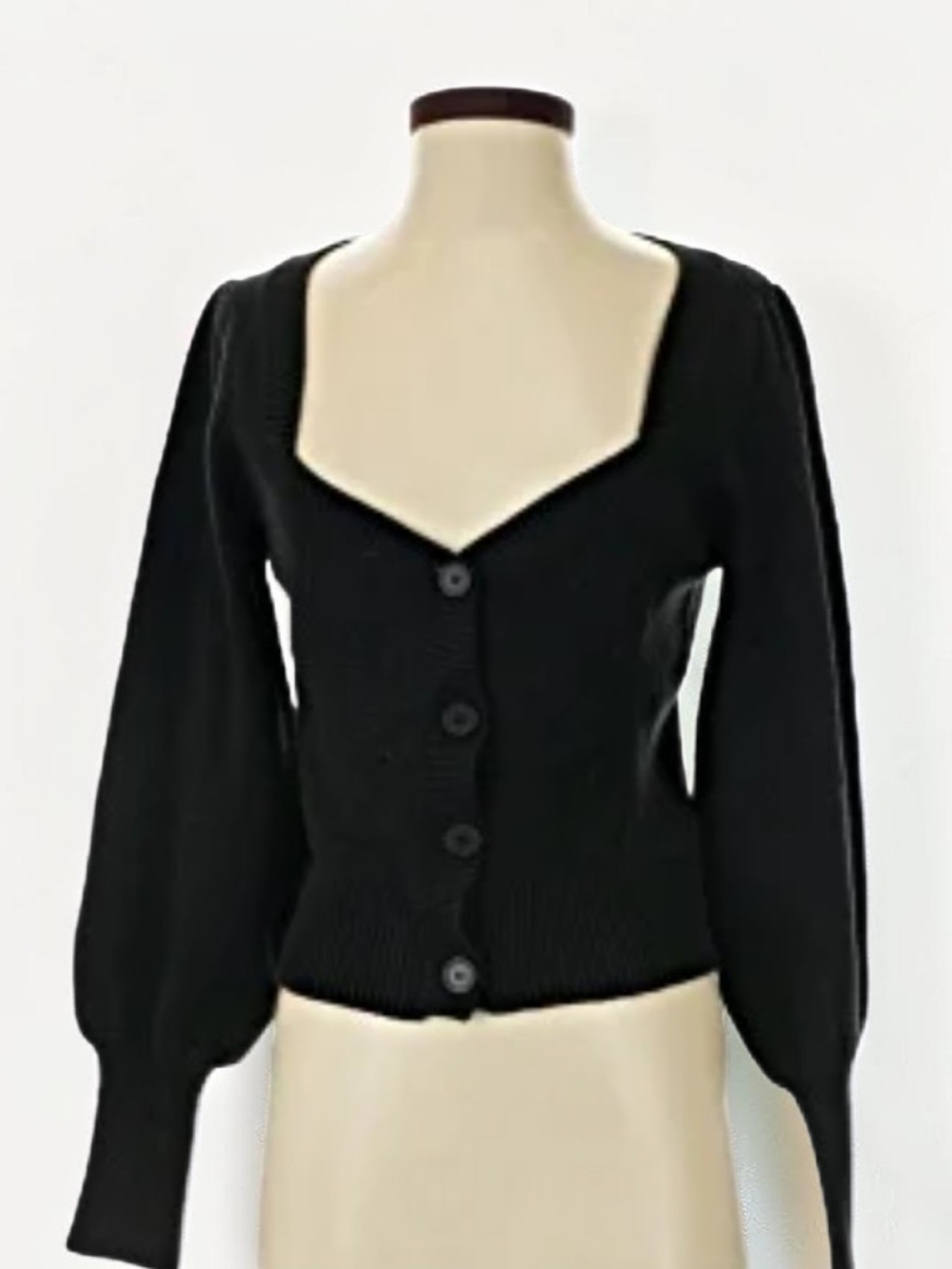 French Connection Black Knit Cropped Cardigan L